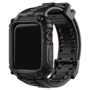 ซิลิโคนสําหรับ Apple Watch Band + กรณี 40/41/44/45/49 มม.สําหรับ Apple Watch Ultra 2 Series 9 8 7 พร้อมป้องกันหน้าจอกรณี