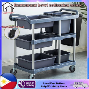 Restaurant bowl collection cart three-layer hand push dining cart food delivery tool cart multi-purpose cart thickened plastic dining cart
