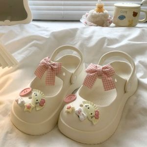 รองเท้าแตะ Mary Janes สำหรับผู้หญิง ทรงหัวมน ทรงหัวมน ทรงหัวมน EVA ส้นหนา ทรงหัวมน รองเท้าแตะชายหาด รองเท้าแตะฤดูร้อน รองเท้าแตะสำหรับเดินทาง