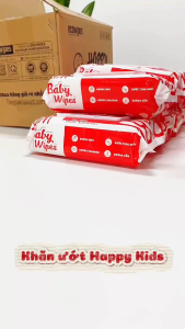 Thùng 10 gói khăn ướt trẻ em Happy Kids Đỏ gói 80 tờ không mùi giá siêu ưu đãi