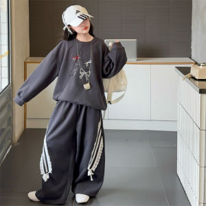 MPW | ชุดเสื้อฮู้ดผ้าฝ้ายลายผีเสื้อสำหรับเด็กผู้หญิง ชุดสองชิ้น ฤดูใบไม้ผลิและฤดูใบไม้ร่วง เสื้อผ้าเด็กสไตล์เกาหลี แฟชั่น