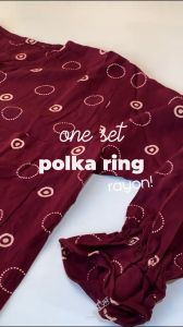 One Set Rayon Polka Ring | Piyama Rayon | Pajamas Katun Rayon | Setelan Rayon Wanita | Baju Tidur Wanita Dewasa | Lengan Panjang Pendek Jumbo | Motif Trendy | Best Seller