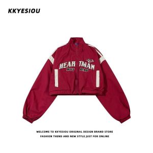 Cool Short American Brand Design Sweet Spicy Female High Waist Collar Biker Style Streetwear Long Sleeve Womens Jacket