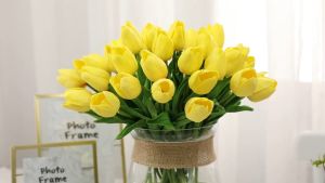 Combo 6 Hoa Tulip Giả Giống Thật Nhiều Màu 35Cm Phụ Kiện Chụp Ảnh Trang Trí Nhà Cửa Rực Rỡ Tươi Tắn Tuylip Nhân Tạo