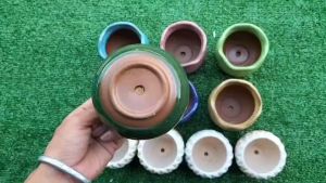 กระถางต้นไม้เซรามิกส์ ทรงกลม คลาสสิค ลายน่ารัก มีจานรอง ขายยกชุดได้จํานวนตามภาพ