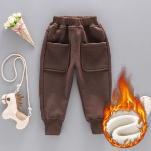Quần Dài Lót Lông Cừu Cho Bé Trai 3 Món Quần Dài Thường Ngày Có Dây Rút Cạp Vừa Mùa Đông Cotton Không Đường May Quần Dài Cho Trẻ Em