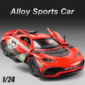 1:24 AMG ONE VISION GT Cars Model Toy Diecast Alloy Sports Car Doors Opened with Sound Light Pull Back Vehices Boy Holiday Gifts