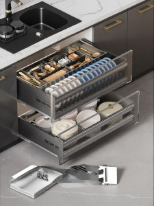QIANJU | Double Layer Stainless Steel Bowl Drawer Organizer