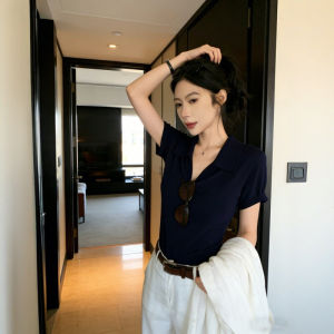 CHOEFULYN | Stylish Khaki Color Polo Collar Short Sleeve T-Shirt