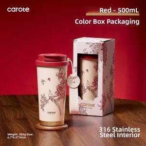 CAROTE | Ceramic Lined Red Thermos Cup