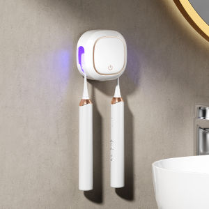 Smart Electric Toothbrush Holder UV Disinfecter Wall Mounted Bathroom Storage Shelf No Drilling Required RA-966