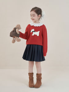 Girls Knitted Sweater Spring New Style Children Casual Sweet Cartoon Pattern Baby Fashionable Casual Clothes Versatile Knit Top