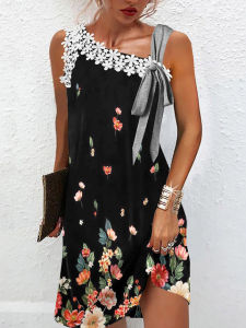 ชิค ตรง ลูกไม้ ชายหาดเย็บปะติดปะต่อ เดรส แฟชั่นใหม่ เรียบหรู ผู้หญิง เดรส สําหรับ ฤดูร้อน สไตล์ชายหาด