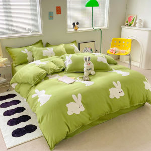 High Quality Bwithedding Set Quilt Cover Flat Bed sheet and Pillow Cover - 3/4 in 1 Modern Stylish Set in Multiple Colors for Super Single/Queen/King Bed