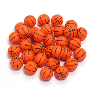 5Pcs Silicone Water Transfer Basketball Volleyball Tennis Ball Football Color Beads For DIY Jewelry Making Bracelet Necklace