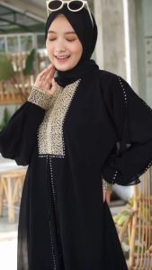 GAMIS ABAYA 255 MODEL TERLARIS MEWAH PREMIUM KAIN JETBLACK BEST SELLER BISA COD