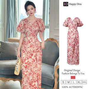 Happy Diva Womens Dresses Puff Sleeve Dresses Floral Dresses Wedding Party Dresses (Red) 30921