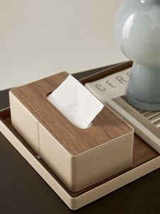 Giverny Walnut Wooden Tissue Box Luxury Real Wood Drawer Living Room Dining Table Decorative Paper Towel Holder Simple Modern Style