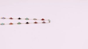 Stainless Steel Natural Colored Beads Necklace Bracelet Set Womens Trend Rust Proof Golden Hot Seller Summer Beach Jewelry Gifts