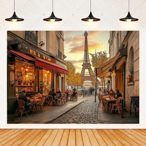 BILIBILI | Parisian Cafe Buffet Theme Diamond Art Painting Kit Mosaic Cross Stitch for Paris Style Party Photo Banner Decor