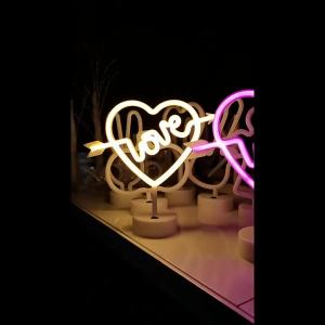 LED Neon Light with BaseColorful Cute Shape Desktop Neon LampNight Light for Bedroom Party Birthday Festival Room Art Decor