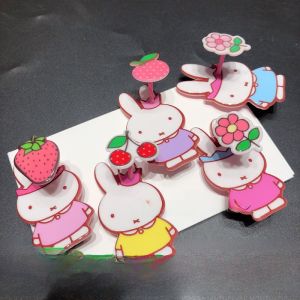Colorful Rabbit Baby Hair Clips Adorable Miffy Rabbit Spring Loaded Hairpins Childrens Headwear Fashionable Hair Accessories