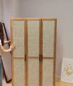 Bamboo Rattan Wardrobe Dustproof Coat Rack Small Bedroom Wardrobe Storage Wardrobe Extra Large Capacity