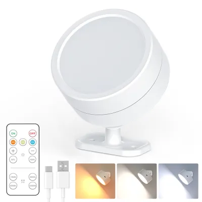LED Magnetic Wall Lights Wireless Rechargeable Wall Lamp 360° Rotation Ambient Light With Remote Spotlight Wall Sconce RoomDecor