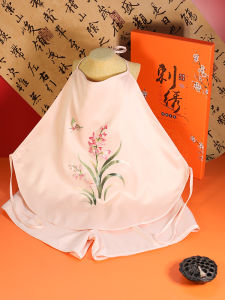 เสื้อคลุมกันหนาวผ้าปักลายดอกไม้สไตล์จีนโบราณสำหรับผู้หญิง ชุดนอนฤดูร้อน ชุดนอนผ้าผสมโพลีเอสเตอร์และยางยืด ชุดนอนสไตล์จีนโบราณ