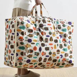 Large Home Use Moisture Proof Cotton Quilt Storage Bag Clothes Organization Bag Moving Packing Bag Cartoon Nordic Style