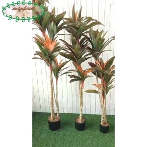 Pohon Hias Artificial Daun Pandan Bali Coklat Variasi T175 T145 T125 Latex Pot Dasar Hitam Dekorasi Rumah