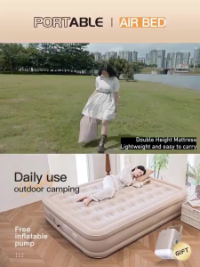 Durable Air Bed Double or Single Inflatable Bed Queen or King Family Size For Camping With Air pump