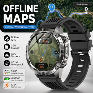 GUHUAVMI | Đồng Hồ Thông Minh GPS Mới Với Bộ Nhớ 2GB Khả Năng Chống Nước 3ATM Đồng Hồ Thể Thao Ngoài Trời Tích Hợp Bản Đồ Ngoại Tuyến Đèn Pin LED Chức Năng Theo Dõi Nhịp Tim Dành Cho Nam Và Nữ