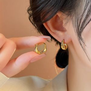 Golden Minimalist Irregular Hoops Earrings Versatile Elegant Design Simple Fashion Jewelry Ear Cuffs for All Occasions