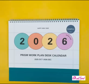2026 Prism Work Plan Calendar ปฏิทินตั้งโต๊ะแบบตารางงาน ลิขสิทธิ์แท้ INDIGO