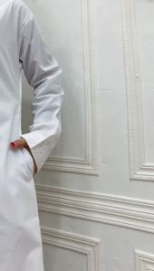 Gamis Putih Polos Kombinasi Bahan Bordiran