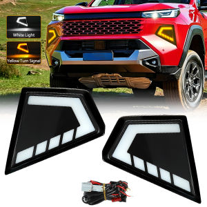 DRL For Toyota Hilux Travo 2026 LED Daytime Running Light Dual Color White DRL Yellow Turn Signal Light Front Bumper Lamps