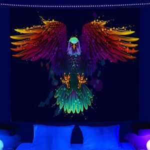 VIKAMA Blacklight Neon Lion Psychedelic Tấm Thảm Đầy Màu Sắc Động Vật Trang Trí Tường Phong Cách Mộc Mạc Quyến Rũ Mềm Mại Bền Bỉ Ấm Cúng Thẩm Mỹ Quà Tặng Gia Đình