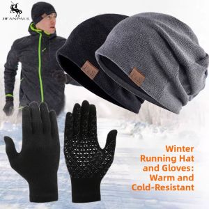 Winter Outdoor Running Hat and Gloves for Men