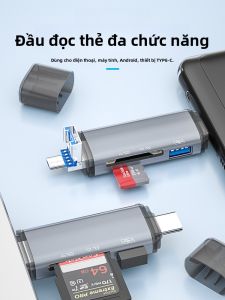 Earise | Đọc Thẻ Đa Năng Type-C SD TF Cho Máy Ảnh DSLR Thẻ Lưu Trữ sang Điện Thoại Máy Tính USB C Dung Lượng Cao Tốc Độ Cao OTG