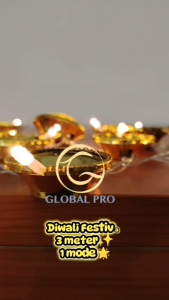 3M 20L Deepavali Golden Diya String Light Lampu Hiasan Diwali Static Mode Warm White Fairy Light Indoor Festive Decor