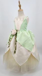 Luxury Tiana Dress For Girl  Princess Outfits Kid Halloween Fantasy Cosplay Costume Tiana And The Frog Dress Up Theme Sets
