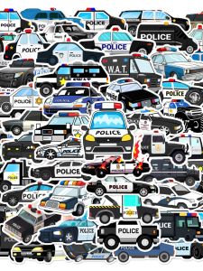 Miếng Dán Xe Cảnh Sát Chống Thấm Nước 300 Chiếc Trẻ Em Sáng Tạo Vỏ Điện Thoại Di Động Tủ Lạnh Ba Lô Scrapbooking Miếng Dán Không Khô Keo Dán