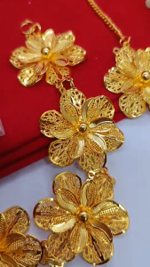 Set & Paket Aksesoris Gelang Kendari+Cincin+Kalung Liontin Terbaru Kekinian Lapis Emas 24k Gold Dubai Fashion Besar Motif Bunga Xuping