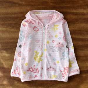 เสื้อคลุมกันแดดผ้าฝ้ายเด็กผู้หญิง ฤดูร้อน ผ้าฝ้ายบาง ระบายอากาศได้ดี เสื้อคลุมกันแดดสำหรับเด็กผู้หญิง ซิป แขนยาว ปกตั้ง