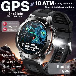 Đồng Hồ Thông Minh GPS Quân Sự Cấp Độ Cao 2025 Dành Cho Nam Chống Nước 10ATM Hỗ Trợ GNSS Kép La Bàn Đo Độ Cao Pin 730mAh Thời Lượng Pin Dài Thiết Bị Theo Dõi Thể Thao