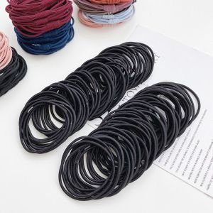 100Pcs Black Womens Model Fashionable and Simple High Elastic Hair Band Suitable for Daily Use and Gifts