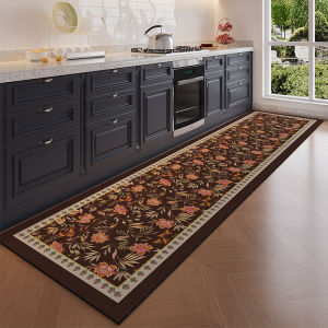 VIKAMA Vintage Floral Kitchen Carpet Is Easy To Clean Durable And Suitable For Kitchen Sinks Dining Room Passageways.