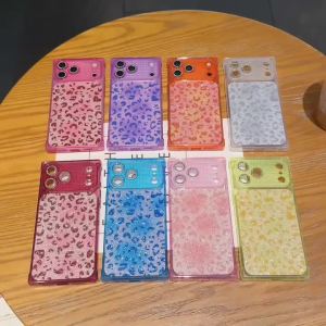 Instantly Change 17 Candy Color Leopard Print Phone Case For iPhone 16 15 14 Plus 13 Pro Max 12 11 Camera Lens Protector Cover