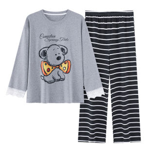 Miiow | Pure Cotton Long Sleeve Sleepwear Set For Women Cute Cartoon Home Clothes Spring Autumn New Arrival Youth Student Fashionable